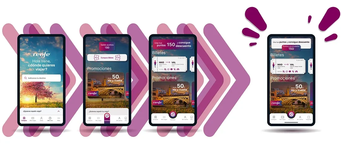Renfe app — design evolution: from cluttered funnel to a clean retention surface